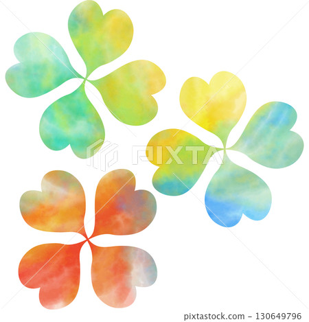 Beautiful watercolor four-leaf clover icon image illustration 130649796