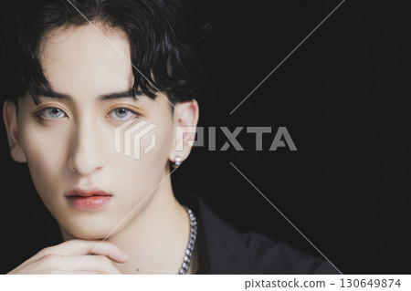 Male portrait on black background Male portrait on black background 130649874