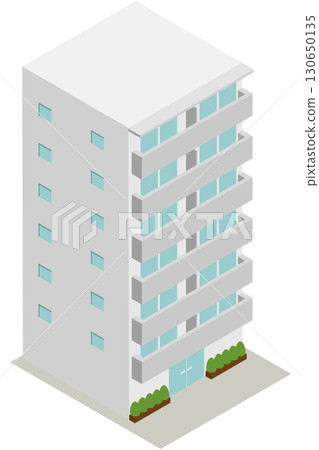 Isometric simple mid-rise apartment building image material 130650135