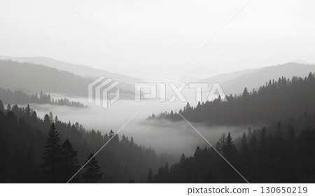 霧氣籠罩的山景 霧氣籠罩的山景 130650219
