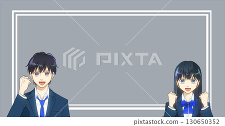 高中或初中男孩和女孩的動漫風格插圖,學校品味,顏色背景,有可用的複印空間 高中或初中男孩和女孩的動漫風格插圖,學校品味,顏色背景,有可用的複印空間 130650352