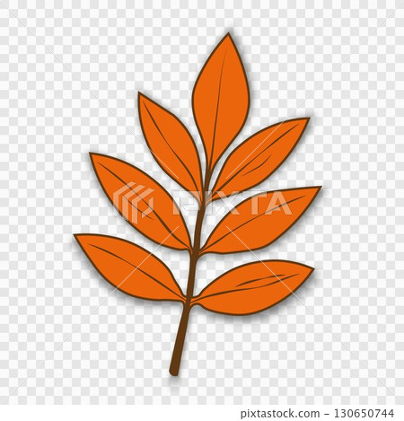 A bright, simple autumn leaf of orange color on a transparent background. A bright, simple autumn leaf of orange color on a transparent background. 130650744