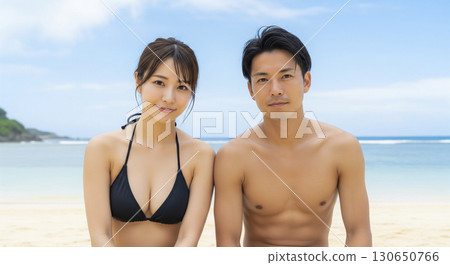 情侶在沙灘上玩耍 130650766