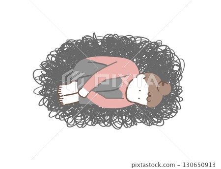 躺著思考的女人插畫素材 躺著思考的女人插畫素材 130650913