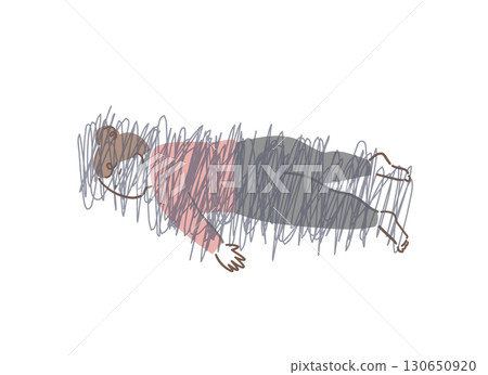 Illustration material of a woman sleeping face down Illustration material of a woman sleeping face down 130650920