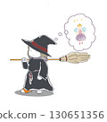 Illustration of a girl who wanted to wear a different costume for Halloween than a witch 130651356