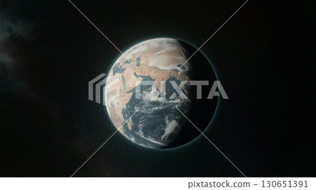 View of Earth from space with vibrant colors and stars in the background 130651391