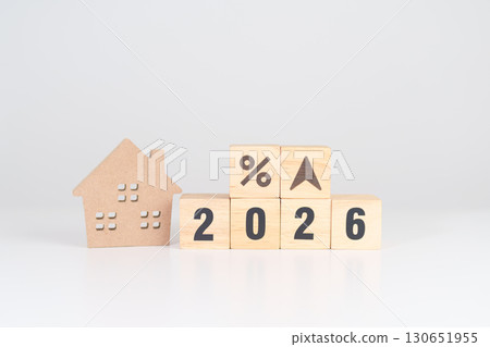 2026 New Year with percentage change to UP and Down arrow with Home model. Real estate Mortgage, Refinance, House loan and debt, Interest rate, Insurance, Financial and Property Tax 2026 New Year with percentage change to UP and Down arrow with Home model. Real estate Mortgage, Refinance, House loan and debt, Interest rate, Insurance, Financial and Property Tax 130651955