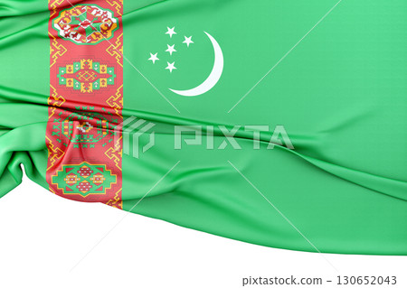 Isolated Flag of Turkmenistan with copy space below. 3D Rendering 130652043