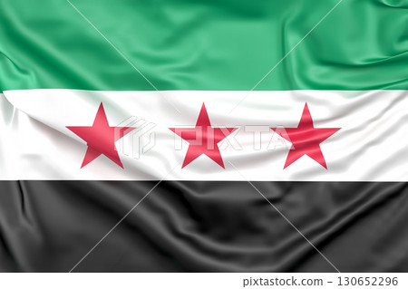 Ruffled Flag of Syria. 3D Rendering 130652296