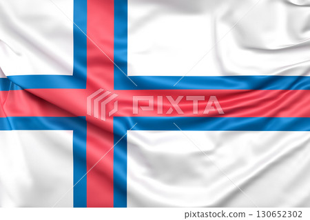 Ruffled Flag of Faroe Islands. 3D Rendering Ruffled Flag of Faroe Islands. 3D Rendering 130652302