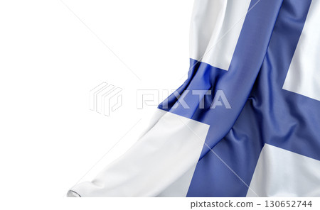 Flag of Finland with empty space on the left. Isolated. 3D Rendering 130652744