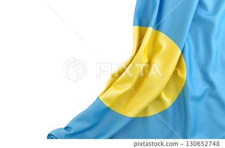 Flag of Palau with empty space on the left. Isolated. 3D Rendering 130652748