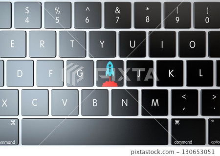 Rocket symbol on laptop keyboard 130653051