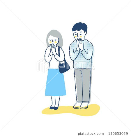夫妻倆一起雙手合十祈禱 130653059