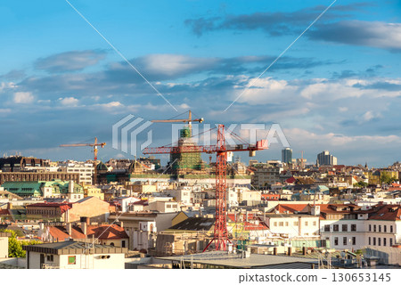 Budapest city skyline with crane. Hungary Budapest city skyline with crane. Hungary 130653145