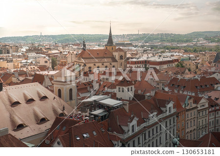 Visitors savoring a sunny afternoon at an open-air rooftop bar in Prague, Czech Republic Visitors savoring a sunny afternoon at an open-air rooftop bar in Prague, Czech Republic 130653181