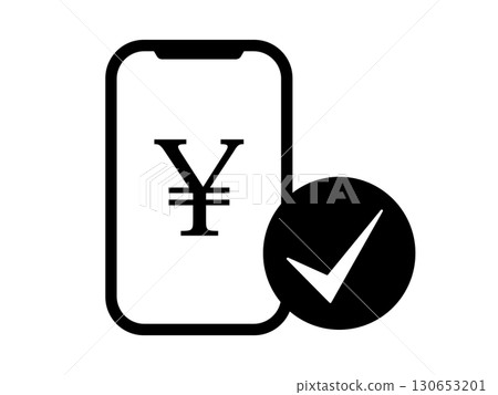 Monotone smartphone and yen symbol icon 130653201