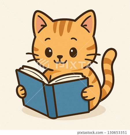 讀一本書的棕色虎斑貓 130653351