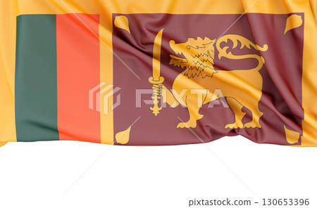 Flag of Sri Lanka isolated on white background with copy space below. 3D rendering 130653396