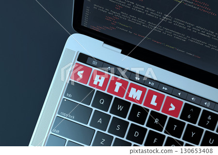 HTML. Web development concept. 3D illustration 130653408