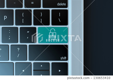 Access key. Digital online protection security concept. 3D illustration Access key. Digital online protection security concept. 3D illustration 130653410