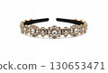Jeweled headband isolated on white background, crystal accessory, close-up, sparkling details 130653471