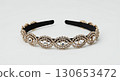Jeweled headband isolated on white background, crystal accessory, close-up, sparkling details 130653472