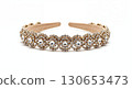 Jeweled headband isolated on white background, crystal accessory, close-up, sparkling details 130653473