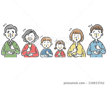 互相理解的三代家庭,上半身,向量 互相理解的三代家庭,上半身,向量 130653542