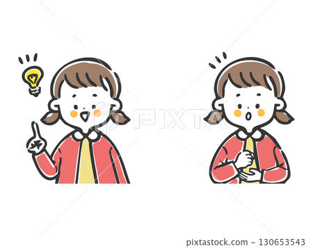 理解的女孩,上半身,向量 理解的女孩,上半身,向量 130653543