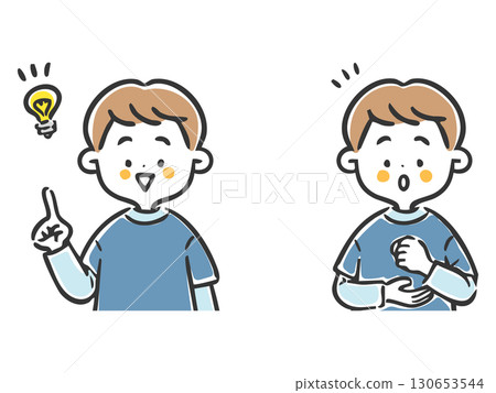 理解的男孩,上半身,向量 理解的男孩,上半身,向量 130653544