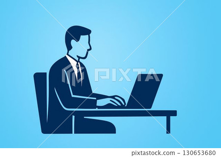 A man who works on a personal computer 130653680
