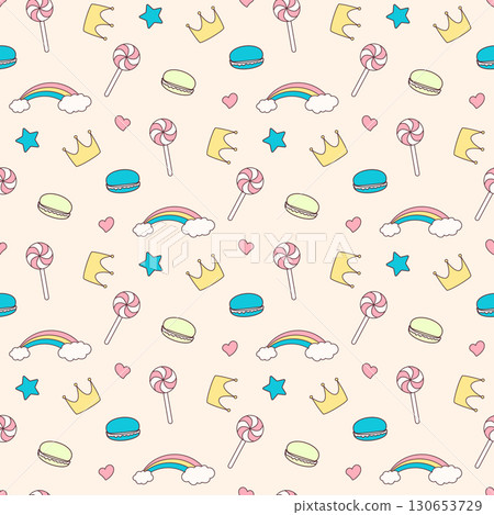 cartoon seamless pattern for little princess 130653729