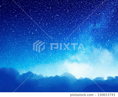 夜空中舞動的光粒子組成的夢幻背景素材。 AI 產生的影像。 130653743