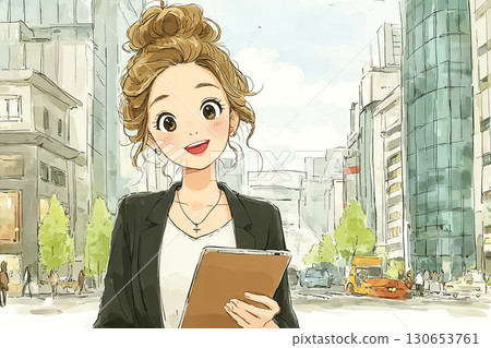 Miyu Series: Miyu walking around the office district on business. Miyu Series: Miyu walking around the office district on business. 130653761