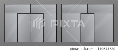 Glass door entrance set with transparent panels 130653780