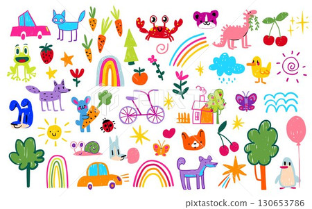 Kid rainbow school illustrations 130653786