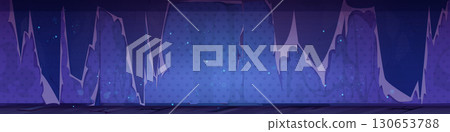 Night scene with torn wallpaper on abandoned wall 130653788