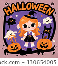 Illustration of a cute girl in Halloween costume 130654005