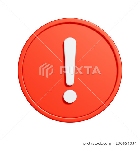 3D red circle caution mark icon 3D red circle caution mark icon 130654034