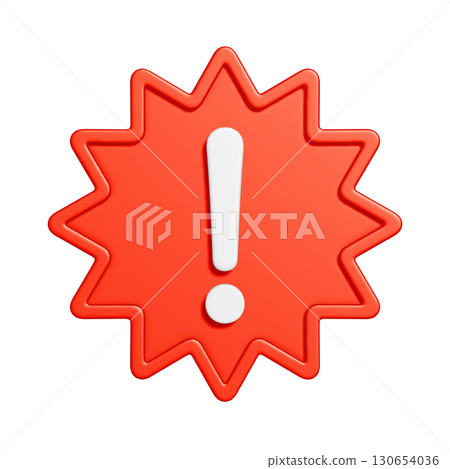 3D red spiked warning sign icon 3D red spiked warning sign icon 130654036