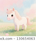 Illustration of a cute white and pink foal 130654063