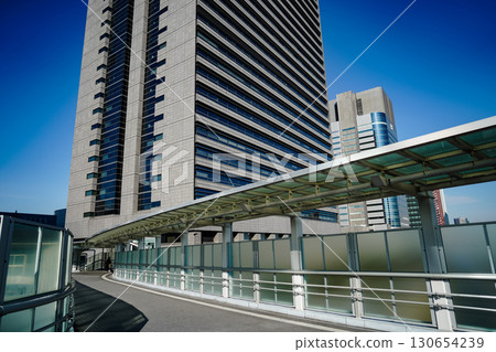 台場的建築物和行人天橋 130654239