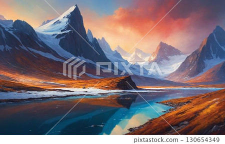 Mountain dyed in the sunrise 130654349