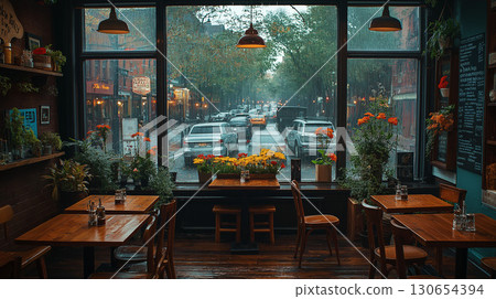 Cityscape seen through the window 130654394