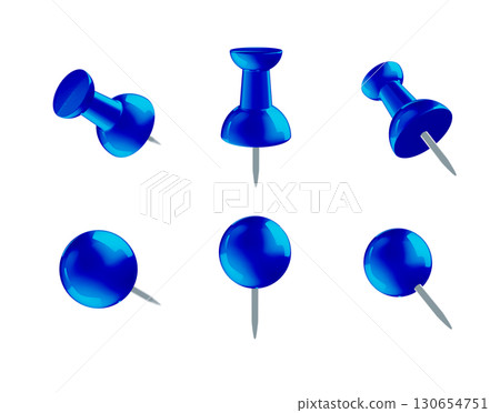 不同角度的藍色針腳的 3D 插圖 130654751