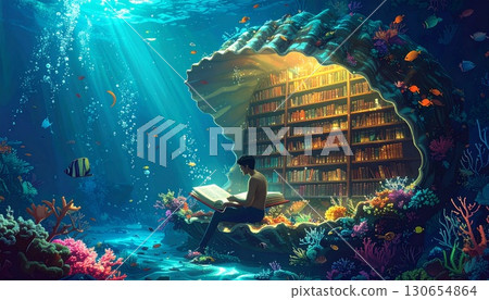 Fantasy Undersea Library 2 130654864