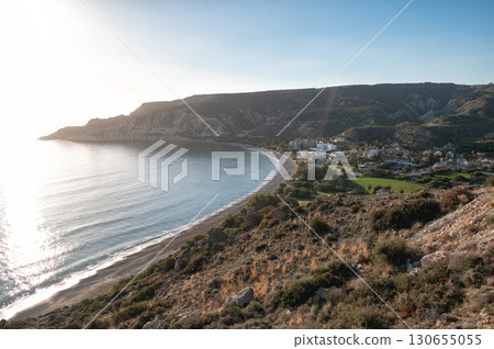 Mediterranean sun shining on Pissouri village. Limassol District, Cyprus 130655055