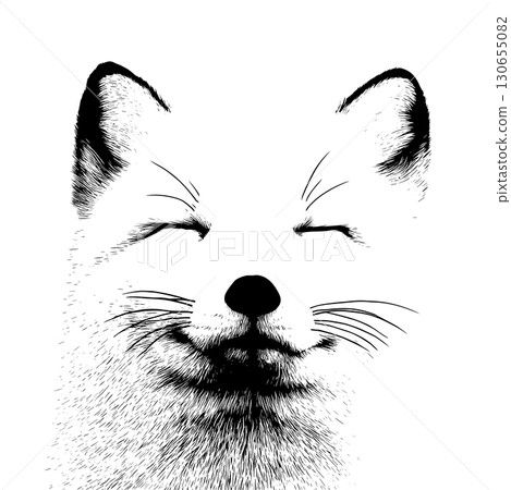 Arctic Fox. Arctic Fox simple black and white line art vector logo 130655082